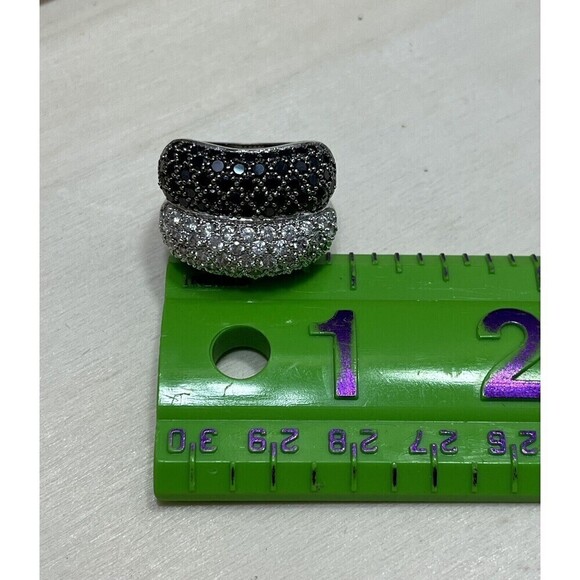 925 STERLING SILVER PAVÉ SET CZ DOUBLE BAND RING, SIZE 6.25 - Regency Mob Wife - Picture 12 of 13
